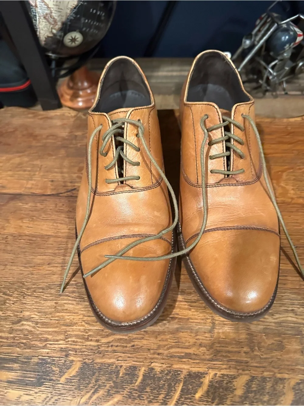 Cole Haan Men's Cognac Leather Cap-Toe Derby Oxfords